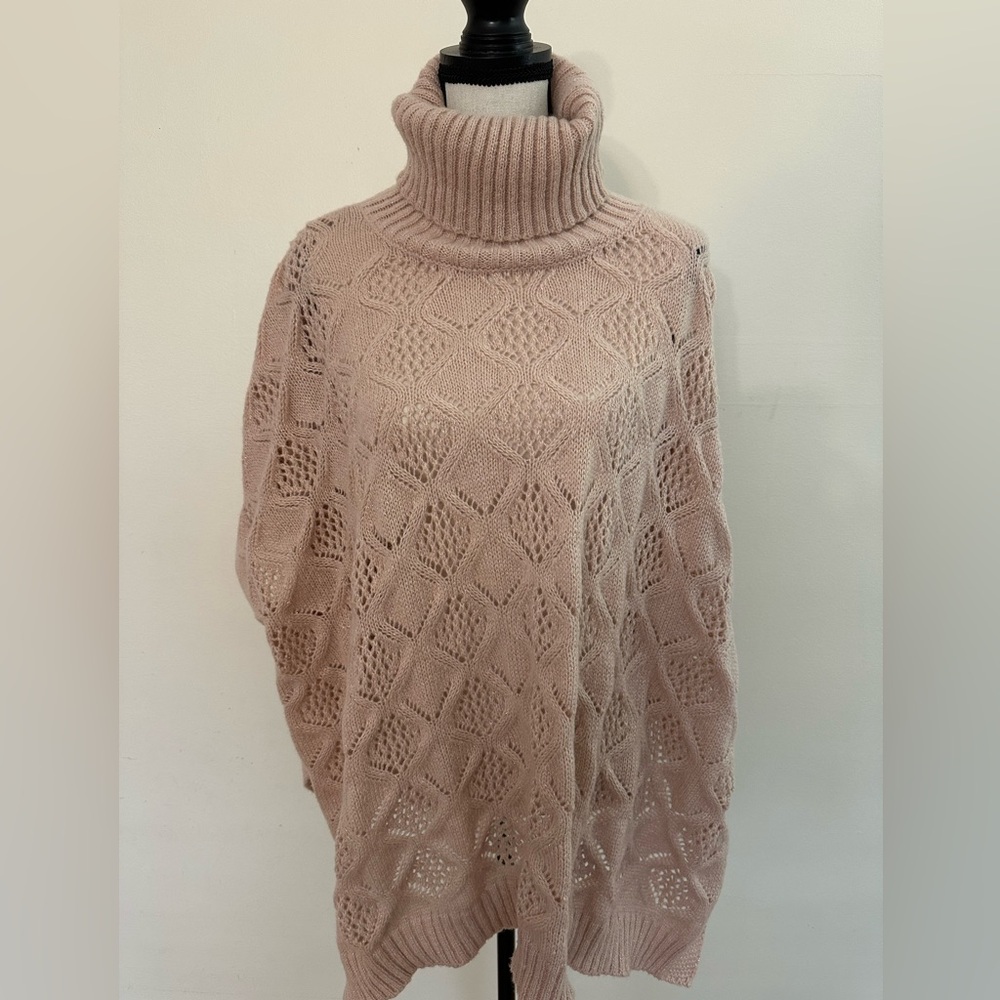 Lauren Conrad Poncho Sweater Cable Knit Cowl Neck One Size